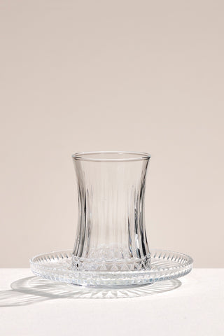 Pasabahce Elysia 6-piece tea glass set with saucers
