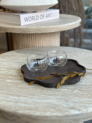 2er doppelwändige Lines Dip Set aus Glas