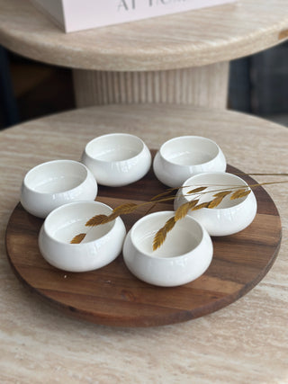 Bondy Weiss 6er Dipschälchen Set mit Drehplatte aus Holz