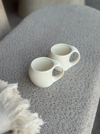 Aesthetic 2er Beige Keramik Becher glänzend- 200ml
