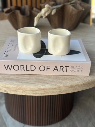 Aluré 2er Beige Keramik Becher glänzend- 250ml