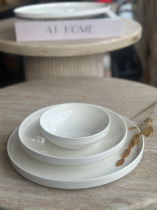 Damask Weiß Geschirrset – 25 teilig für 6 Personen