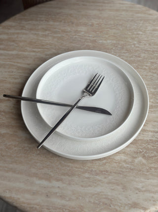 Damask Weiß Geschirrset – 25 teilig für 6 Personen