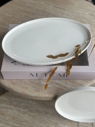 Damask Weiß Geschirrset – 25 teilig für 6 Personen