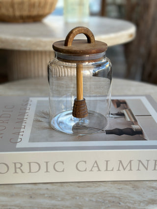 Honigtopf mit Akazienholz-Deckel und Löffel