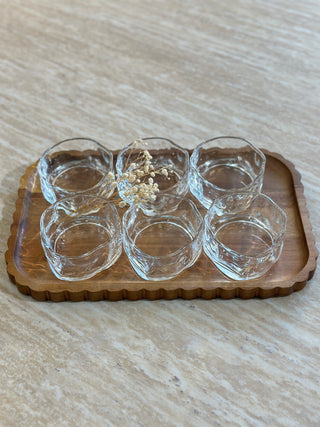 6er Wave Glas Schälchen Set mit Platte