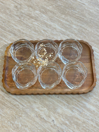 6er Wave Glas Schälchen Set mit Platte