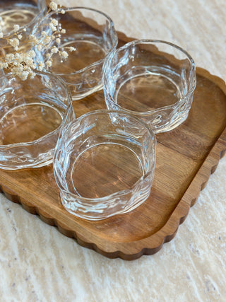 6er Wave Glas Schälchen Set mit Platte