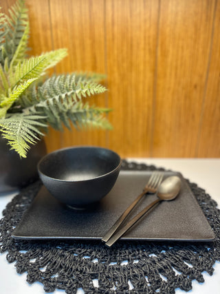 Dusk Geschirrset schwarz für 6 Personen rechteckig