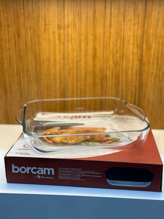 Pasabahce Borcam Auflaufform Quadrat mit Deckel in schwarz 32x28cm 3,2 L