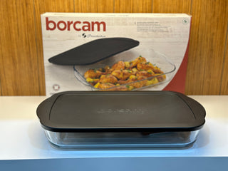 Pasabahce Borcam Auflaufform Rechteckig mit Deckel in schwarz 3,8 L