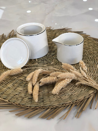 Lunel Silber Milchgießer & Zuckerdose mit Deckel