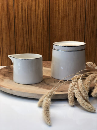 Lunel Silber Milchgießer & Zuckerdose mit Deckel