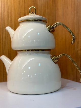 Karaca Retro Emaille-Creme-Teekanne