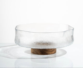 Crystal Servierschale mit Akaziengestell 25cm