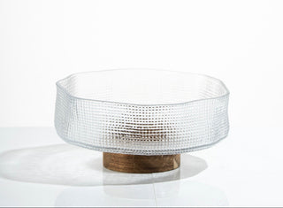 Crystal Servierschale mit Akaziengestell 20,5cm