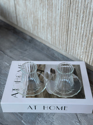 Luana Relief Tea Glasses Set, 12 pieces