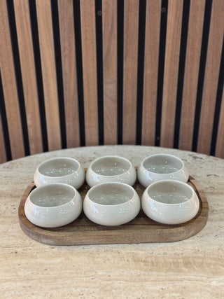Dipschälchen Set 6er Bondy Beige Schälchen und Servierbrett
