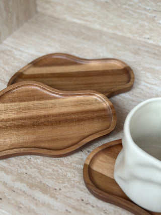3er Akiro Holztablett auch als Glasuntersezter geeignet