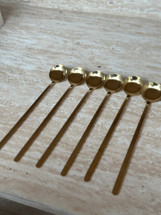 6er Longdrinklöffel gold 17cm