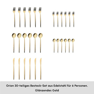 Karaca Orion Gold 6-Personen 30-teiliges Besteckset Glänzend Gold