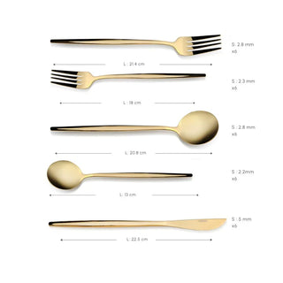 Karaca Orion Gold 6-Personen 30-teiliges Besteckset Glänzend Gold