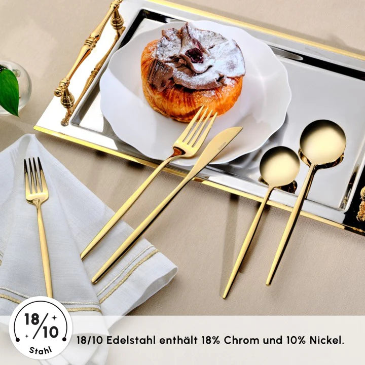Karaca Orion Shiny Gold Besteck Set 30 teilig glänzend – Emirtex Home