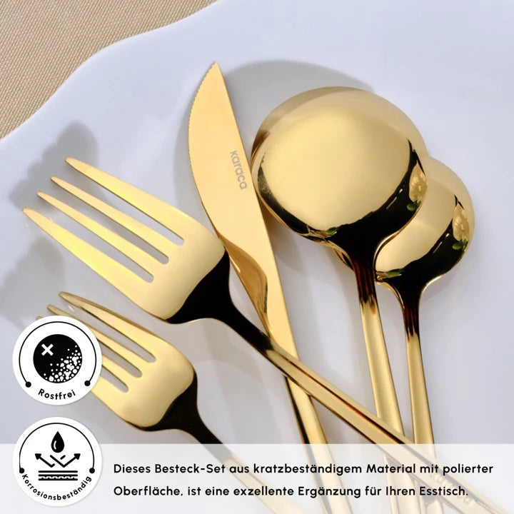 Karaca Orion Shiny Gold Besteck Set 30 teilig glänzend – Emirtex Home