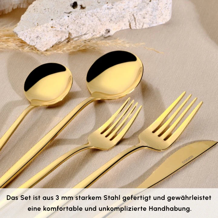 Karaca Orion Shiny Gold Besteck Set 30 teilig glänzend – Emirtex Home