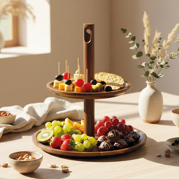 Servier-Etagere aus Akazienholz 25×27 cm
