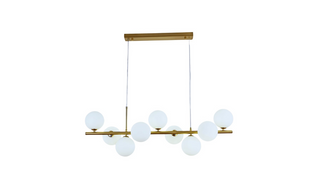 Design - Pendelleuchte 90 cm – 9-flammig Gold mit Opalglas Kugeln