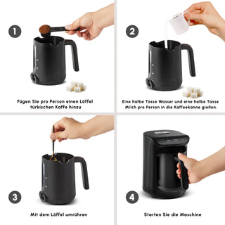 Karaca Hatir Köz Milky türkische Kaffeekocher Schwarz glänzend