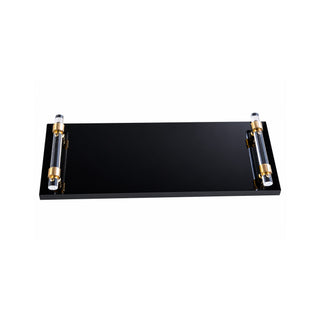 Serviertablett mit Acrylgriffen und goldfarbenen Details – Schwarz