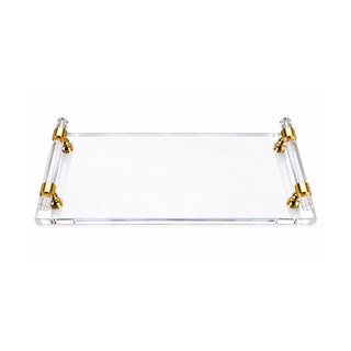 Serviertablett mit Acrylgriffen und goldfarbenen Details – Transparent