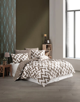 WAVES BROWN Bettwäsche Set 4 tlg. 200x220cm
