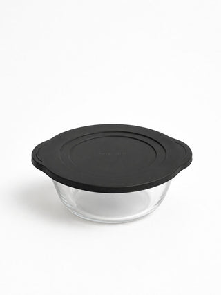 Pasabahce Borcam Auflaufform Rund mit Deckel in schwarz 2,6L
