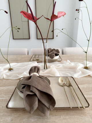 Pure Sand Beige Dinnerware Set for 6 People, 12 Pieces, Rectangular