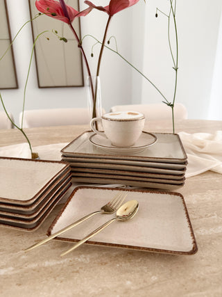 Pure Sand small rectangular serving platter 18x13 cm beige