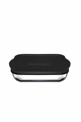 Pasabahce Borcam  Auflaufform Quadrat groß mit Deckel in schwarz 32x28cm 3,2 L