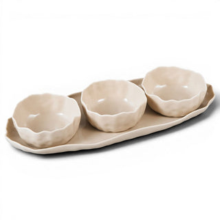 Angles Schälchen 3er Set mit Servierplatte I Taupe