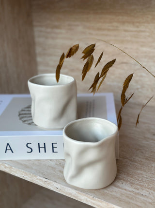 Wave Becher 2er Set Beige Matt