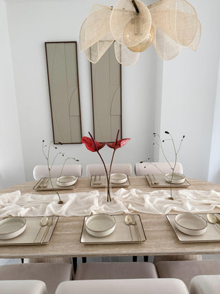 Pure Sand Beige Dinnerware Set for 6 People, 12 Pieces, Rectangular