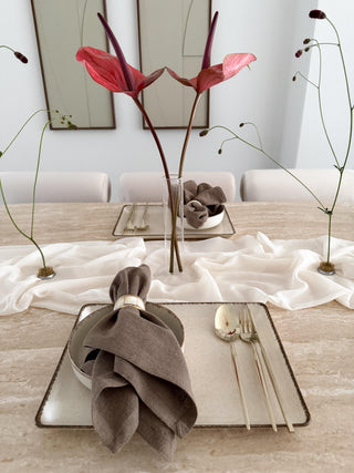 Pure Sand Beige Dinnerware Set for 6 People, 12 Pieces, Rectangular