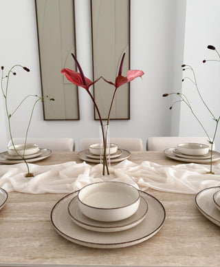 Pure Sand Geschirrset für 6 Personen 18 teilig Beige – Emirtex Home