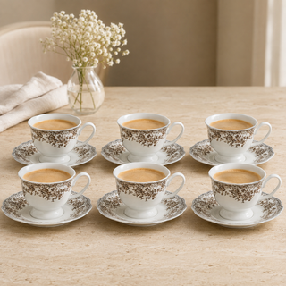 Fleury Vintage Kaffeetassen 6er Set I Braun