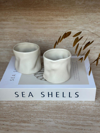 Wave Becher 2er Set Beige Matt