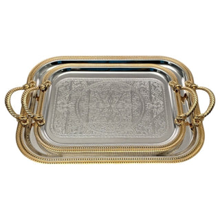 Fugurato 2er Tablett aus Metall Silber- Gold