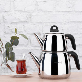 Korkmaz Bella Nora Teekanne A045 Silber Schwarz