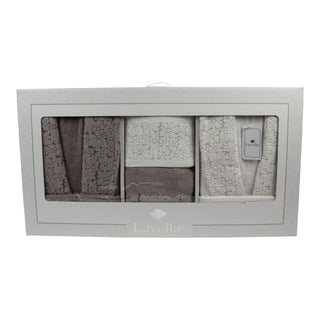 Vera Bademantel Set 6 teilig -Taupe/Creme