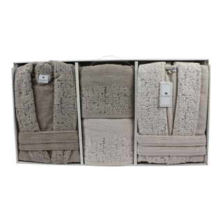 Vera Bademantel Set 6 teilig -Taupe/Beige